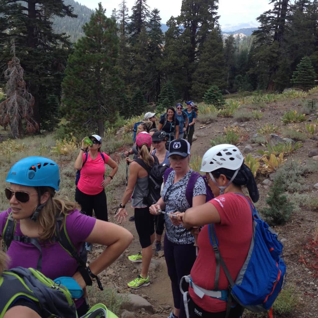 A group of beginner and more advanced climbers head out to learn new skills. 